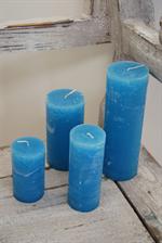 Turkisblå bloklys - ø7 - højde 15 cm